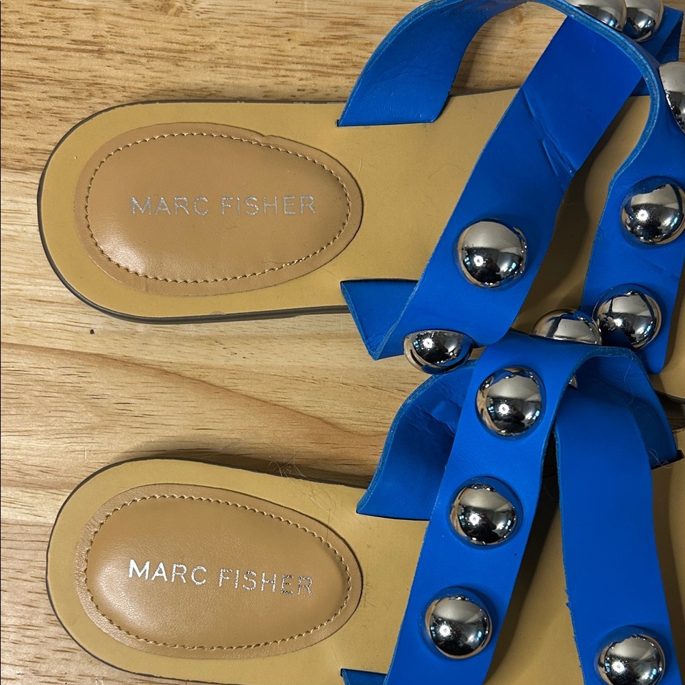 Marc Fisher Blue Sandals with Silver Studs - Picture 2 of 4